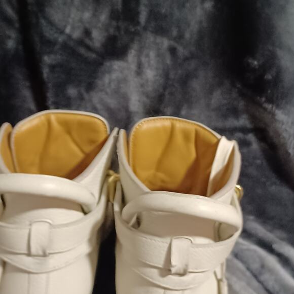 Authentic Men's Buscemi Hi-Top Sneakers Leather Gold Lock White 46 (12-13) - Picture 7 of 16